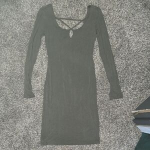 Popular Basics Long Sleeve Sage Dress